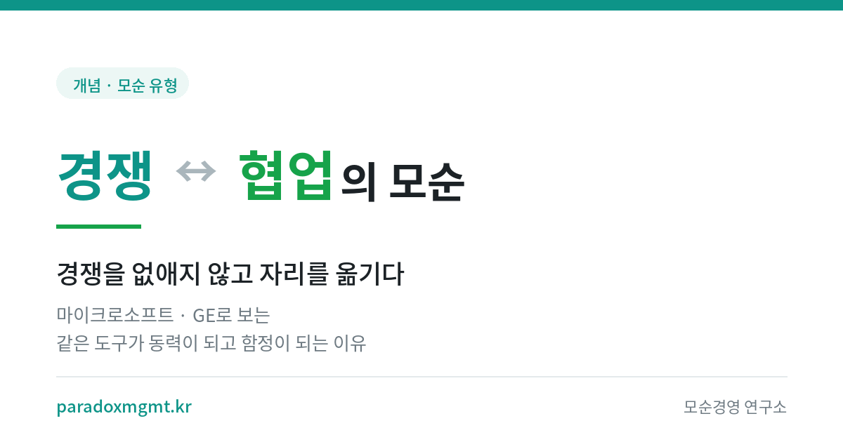 경쟁과 협업의 모순 — 경쟁을 없애지 않고 자리를 옮기다